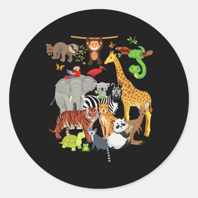 Zoo Animals Wildlife Py Zoo Day 26 Animals Classic Round Sticker (Front)