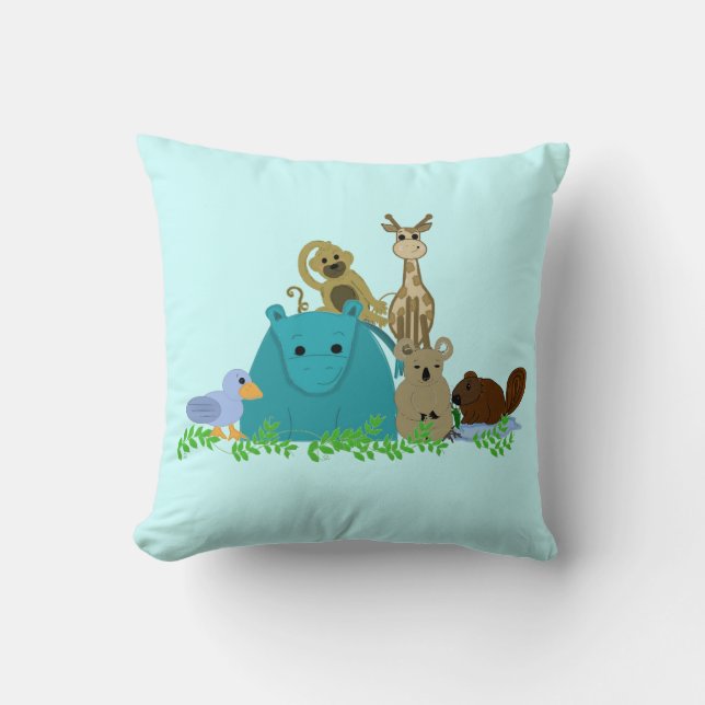 Zoo Animals with Vines Cushion (Front)