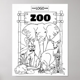Zoo Art Colouring Art Zoo Birthday Worksheet Activ Poster