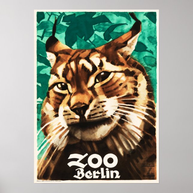 ZOO BERLIN Germany Zoological Garden 1930 Travel Poster (Front)