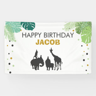 Zoo birthday banner Safari Jungle animals party