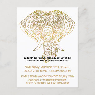 Zoo Birthday Party Elephant   Jungle Safari Party Invitation Postcard