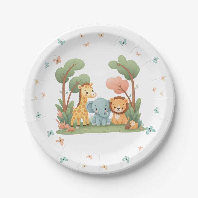 Zoo Birthday Party Paper Plate (Front)