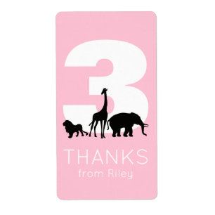Zoo birthday party pink thank you stickers