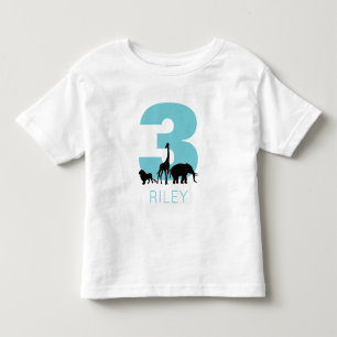Zoo birthday personalised teal toddler T-Shirt