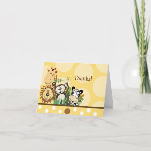 ZOO CREW Animals (Yellow) Folded thank you note Card
