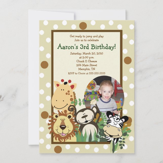 ZOO CREW Jungle *PHOTO* BIRTHDAY INVITE 5x7 (Front)