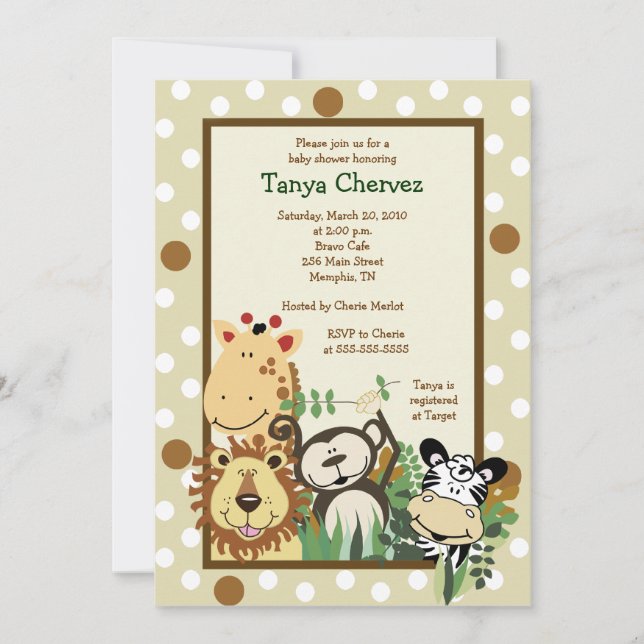 ZOO CREW Jungle Safari Baby Shower 5x7 Invitation (Front)