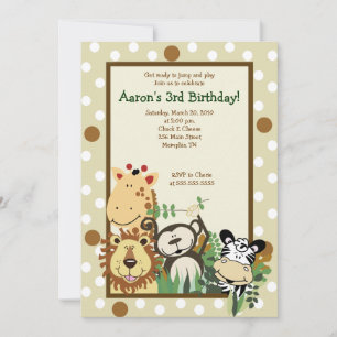 ZOO CREW Jungle Safari BIRTHDAY INVITE 5x7