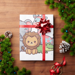 Zoo Cute Animal Kawaii Child Fun Wilds Safari Trip Wrapping Paper