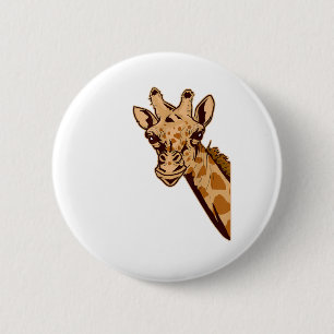 Zoo Giraffe Animal - African Savanna Zookeeper Saf 6 Cm Round Badge