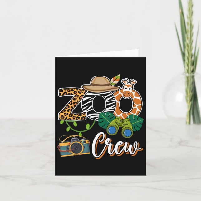 Zoo Giraffe Crew Safari Animal Zoo Keeper Kids Fie Card (Front)