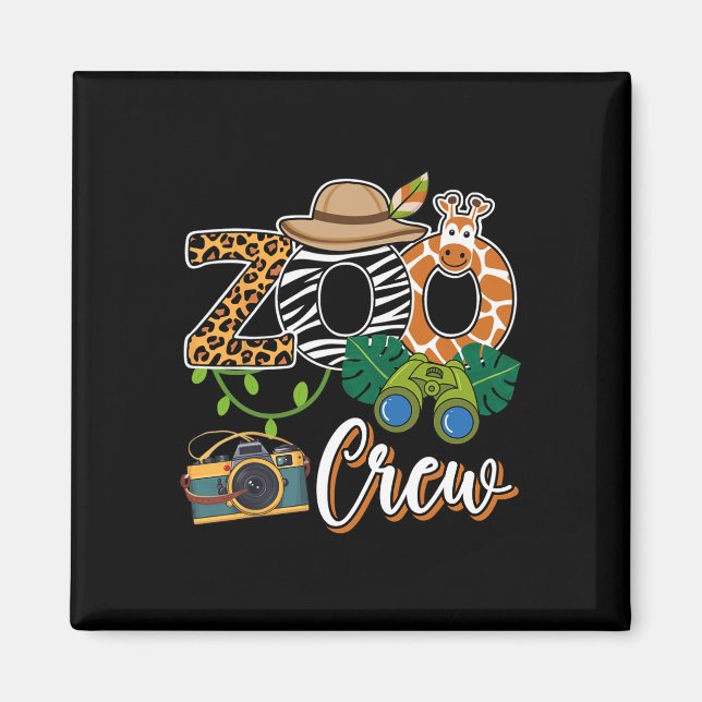 Zoo Giraffe Crew Safari Animal Zoo Keeper Kids Fie Magnet (Front)