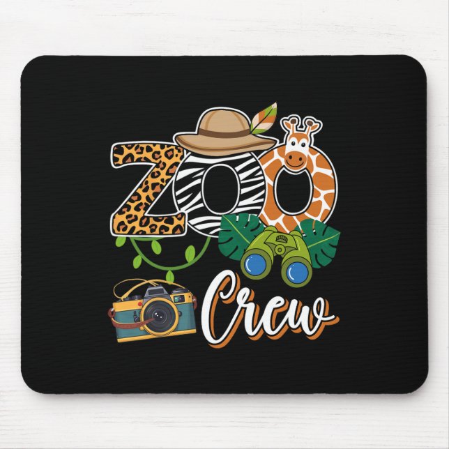 Zoo Giraffe Crew Safari Animal Zoo Keeper Kids Fie Mouse Mat (Front)