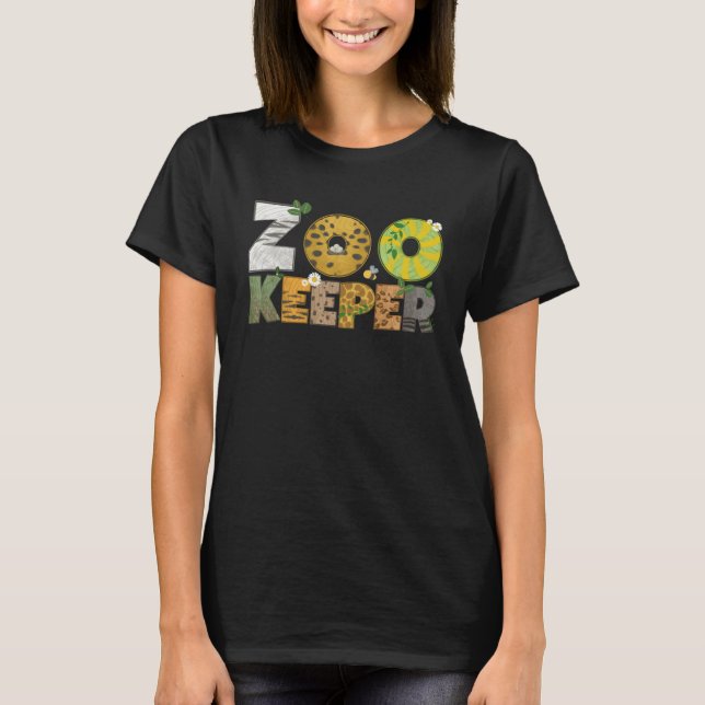 Zoo Keeper African Savanna Wildlife Animal Print T-Shirt (Front)