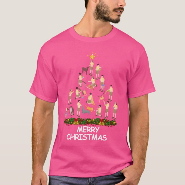 Zoo Keeper Christmasree Merry Christmas vintage T-Shirt (Front)