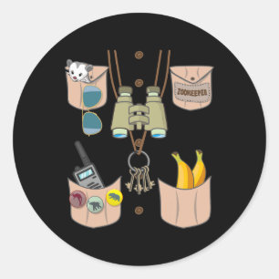 Zoo Keeper Costume Fun Halloween Boys Girls Zookee Classic Round Sticker