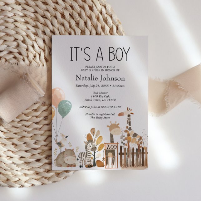 Zoo Nursery Animals Boy Baby Shower Invitation (Creator Uploaded)