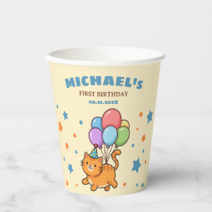 ZOO Party Animals First Birthday Party Cute Cat Paper Cups