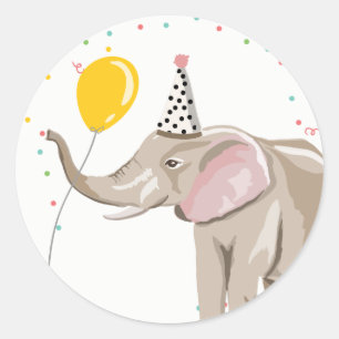 Zoo Party Animals Safari Jungle Wild Elephant Classic Round Sticker