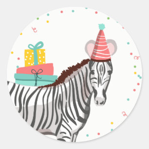 Zoo Party Animals Safari Jungle Wild Zebra Classic Round Sticker