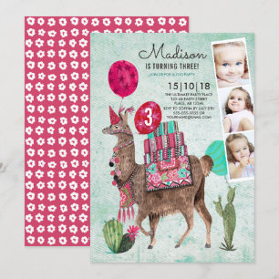 Zoo Party Birthday   Llama   Invitations