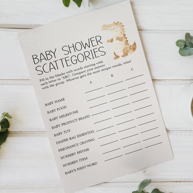 Zoo Safari Animals Baby Shower Scattegories Game Flyer (Creator Uploaded)