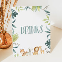 Zoo Safari Animals Drinks Drink Table Party Sign