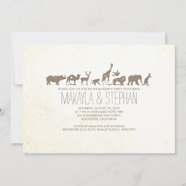 Zoo Safari Engagement Party Invitation (Front)