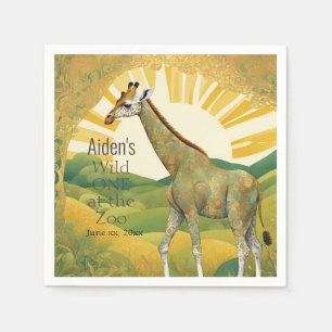 Zoo Safari Giraffe Wild ONE Birthday Party  Napkin