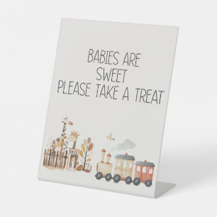 Zoo Safari Nursery Animals Baby Shower Favor Pedestal Sign