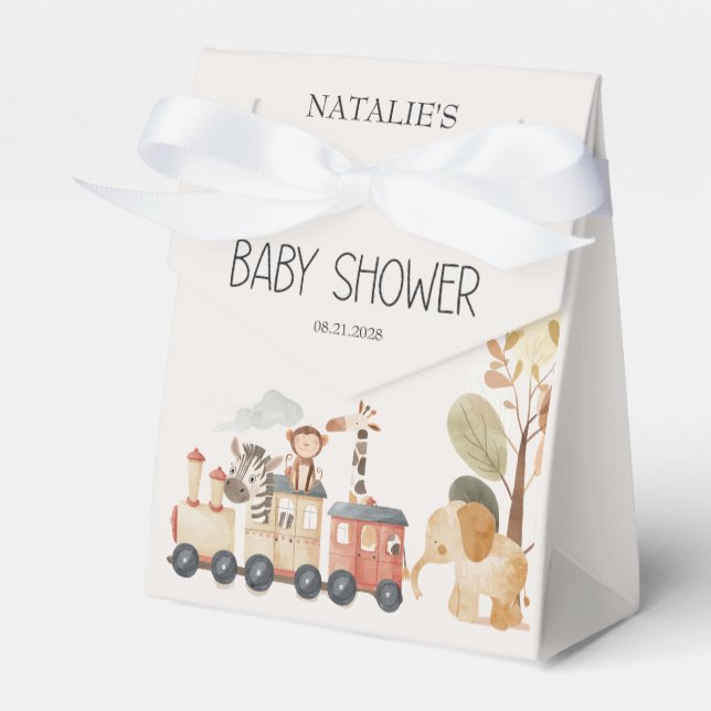 Zoo Safari Nursery Animals Baby Shower Favour Box (Front Side)
