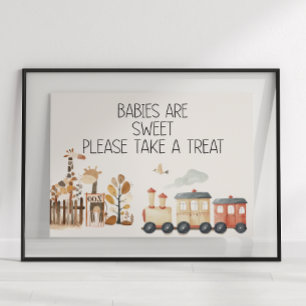 Zoo Safari Nursery Animals Baby Shower Favour Poster