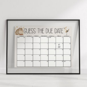 Zoo Safari Nursery Animals Baby Shower Guess Date Poster