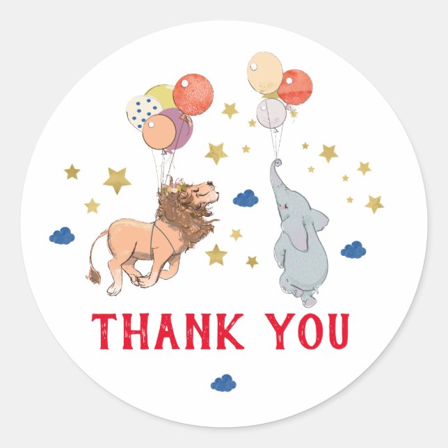 Zoo thank you sticker, Circus Classic Round Sticker (Front)