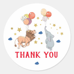 Zoo thank you sticker, Circus Classic Round Sticker