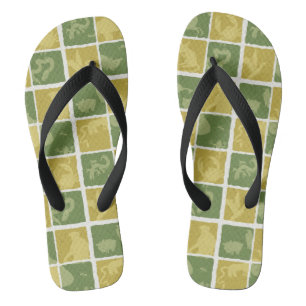 zoo themed pattern flip flops