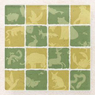 zoo themed pattern glass coaster