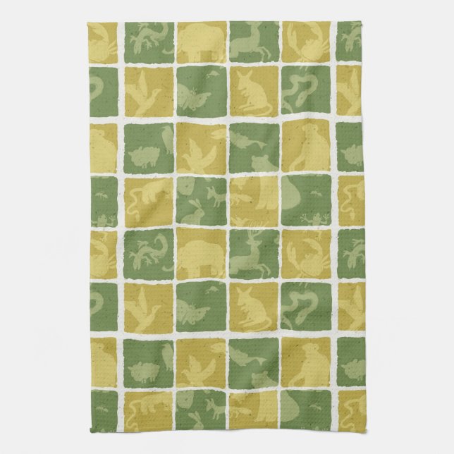 zoo themed pattern tea towel (Vertical)
