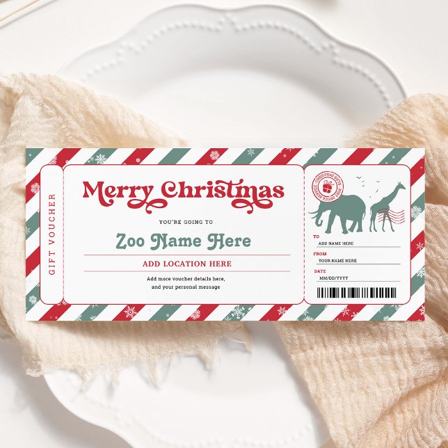 Zoo Trip Christmas Gift Ticket Voucher Invitation (Creator Uploaded)