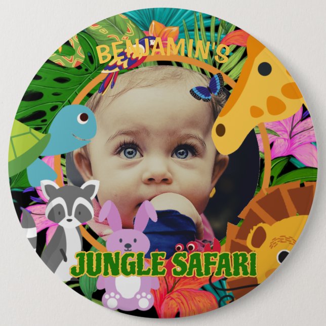 Zoo Wild Animal Jungle Safari Kids birthday 6 Cm Round Badge (Front)