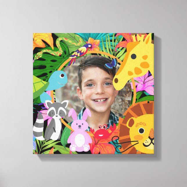 Zoo Wild Animal Jungle Safari Kids Birthday Canvas Print (Front)