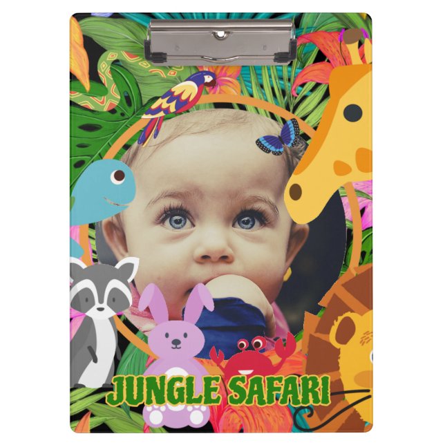 Zoo Wild Animal Jungle Safari Kids Birthday Clipboard (Front)