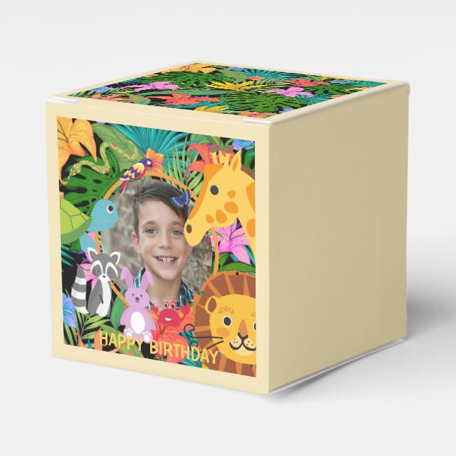 Zoo Wild Animal Jungle Safari Kids Birthday Favour Box (Front Side)