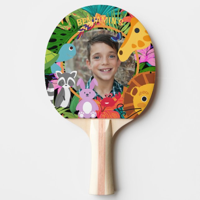 Zoo Wild Animal Jungle Safari Kids Birthday  Ping Pong Paddle (Front)