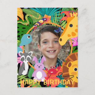 Zoo Wild Animal Jungle Safari Kids Birthday Postcard
