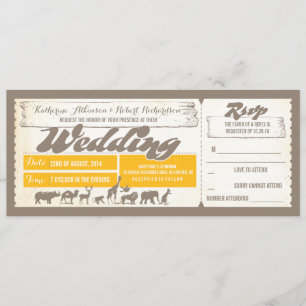 Zoo wildlife animals wedding invitation tickets