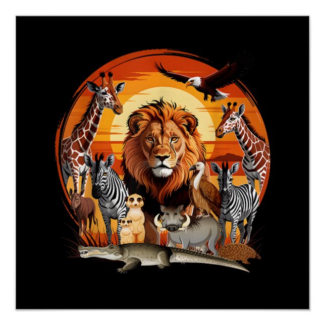 Zookeeper African Animals Design Cute Zoo Art Poster (Front)