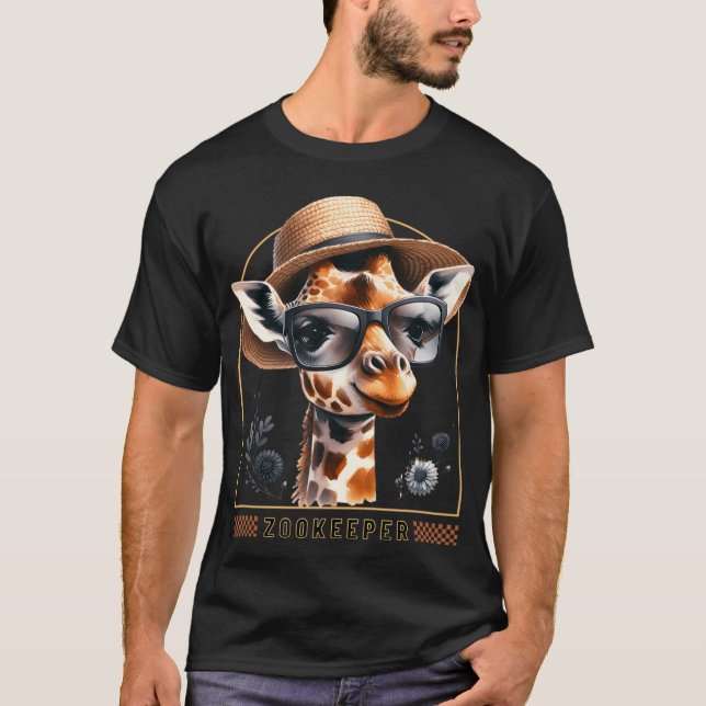Zookeeper Giraffe Safari Zoo Keepeer - modern 1 T-Shirt (Front)