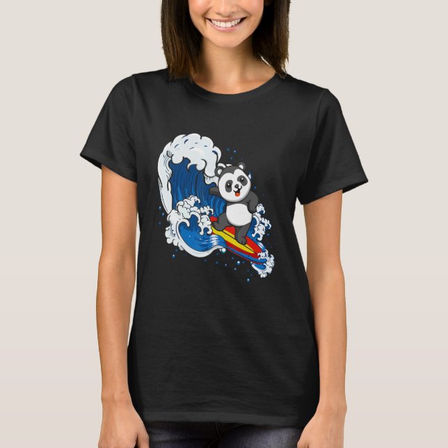 Zookeeping Surfing Wildlife Animal Panda Bear Surf T-Shirt (Front)